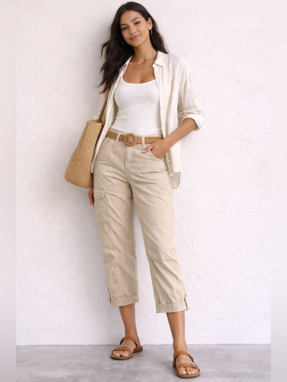 Chico’s Cropped Cargo Pants Khaki | Size 0P (US 4P) | Pre-Owned